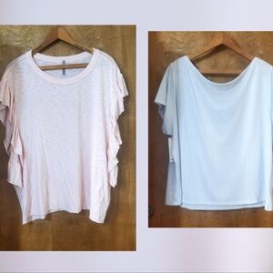 NWT - 2 Tops Included - Pink Ruffle Sleeve & Lt Blue Soffee